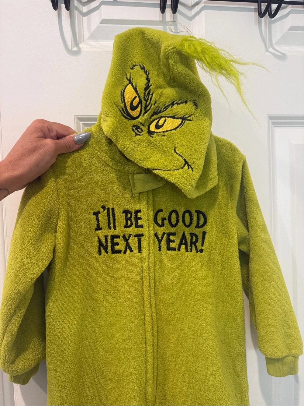The Grinch Fleece toddler Onesie with Hood